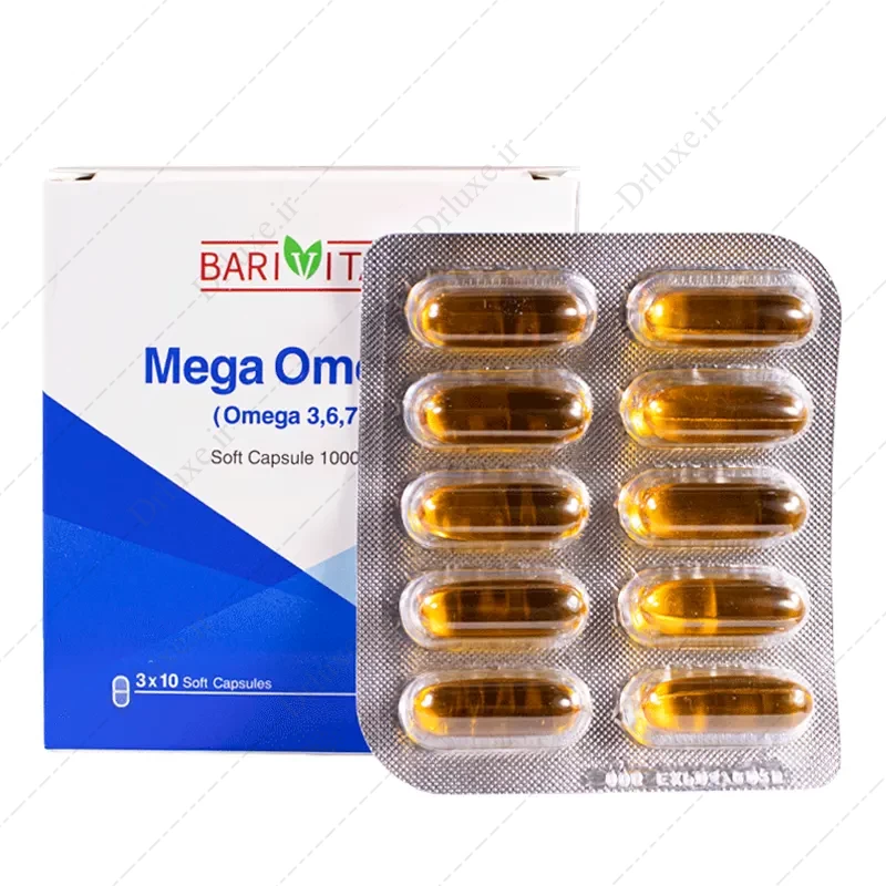 کپسول نرم مگا امگا 1000 میلی گرم 9 7 6 3 باری ویتال 30 عدد